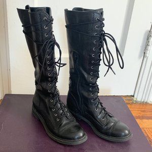 Lucky Blossom Knee High Combat Boots